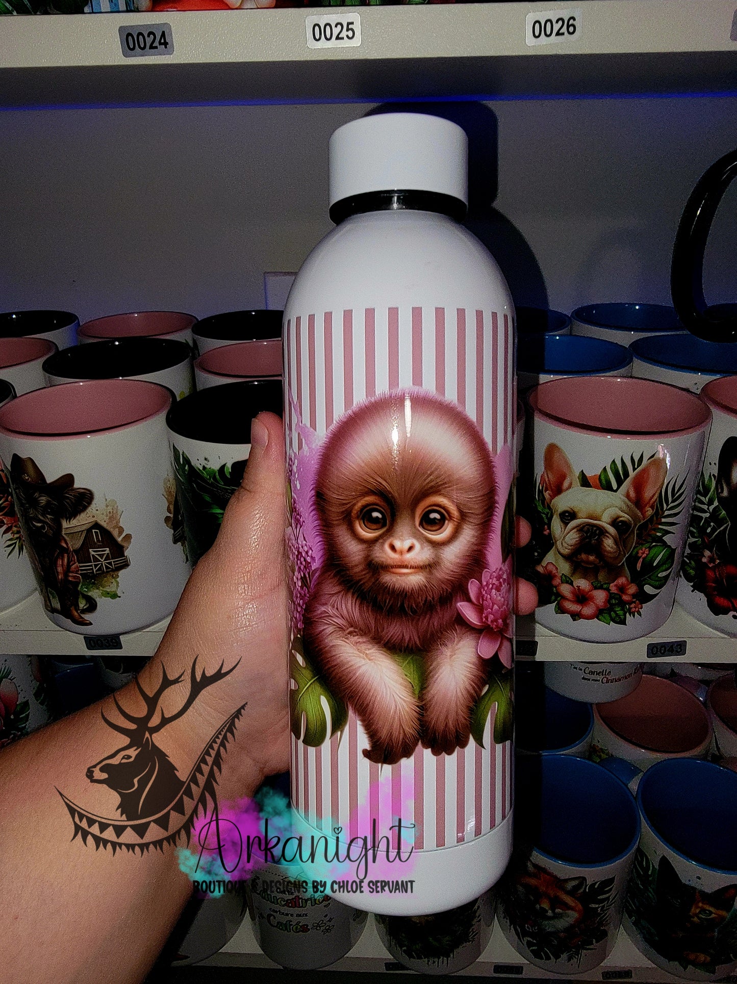 Bouteille d'eau 17 OZ Sur Commande - Isotherme - Singe araignées lilas