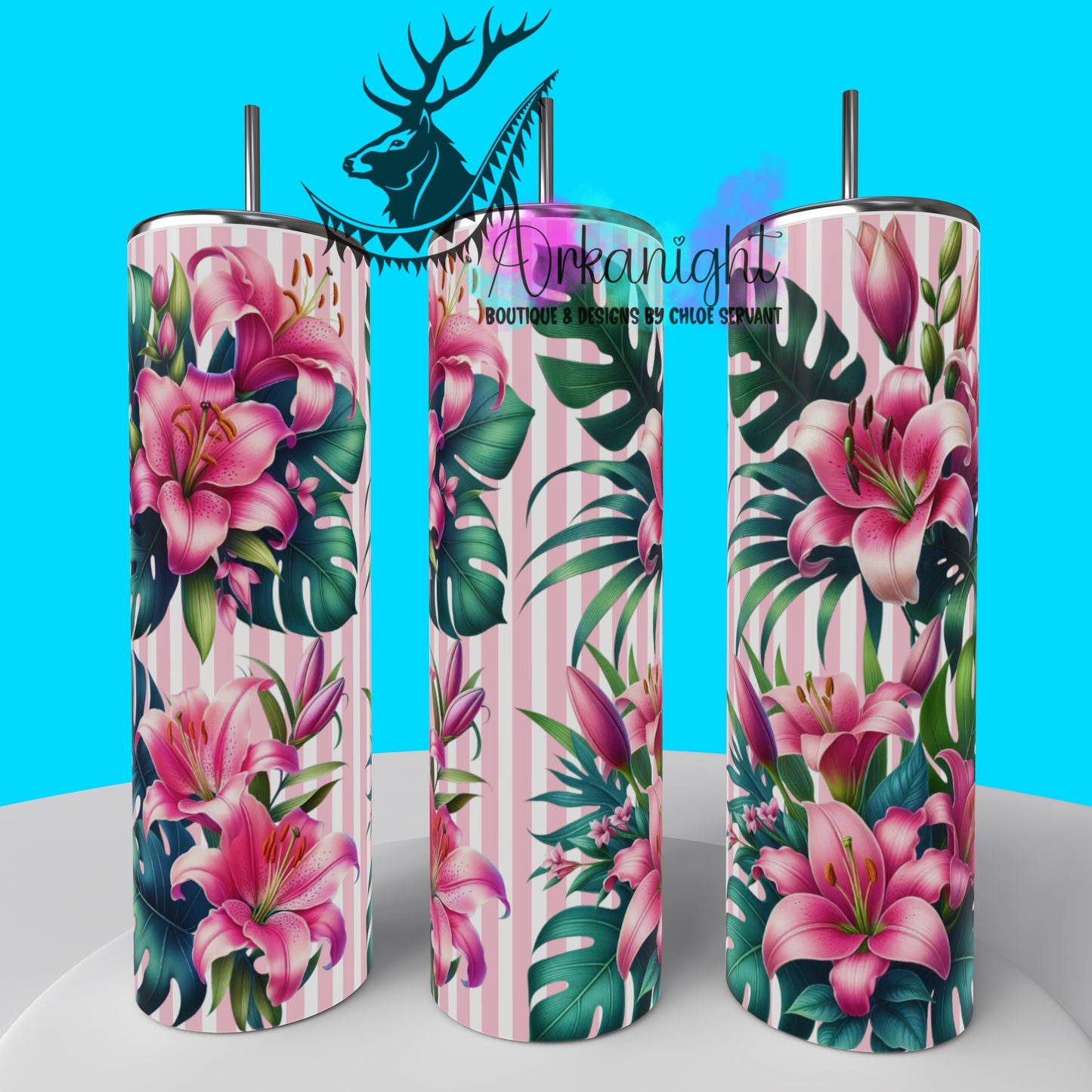 Gourde sur commande - Collection Monstera & Fleurs 2025 - Lys rose
