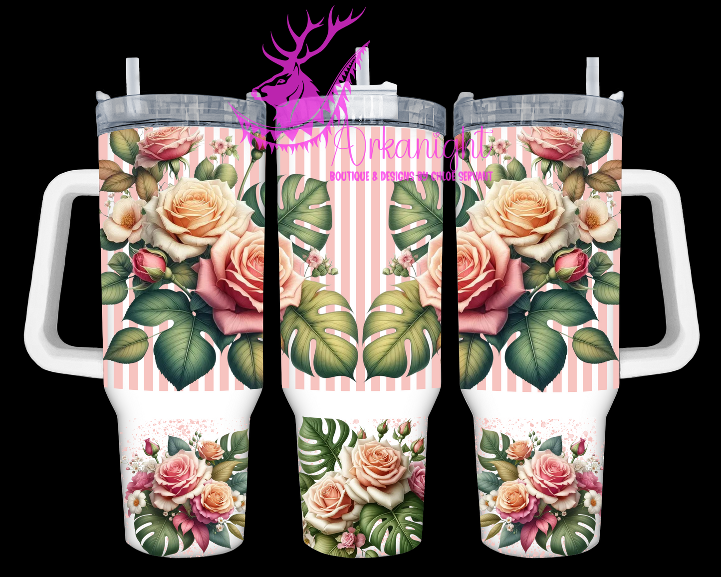 Numérique 40 oz - Collection Monstera & Fleurs - Roses