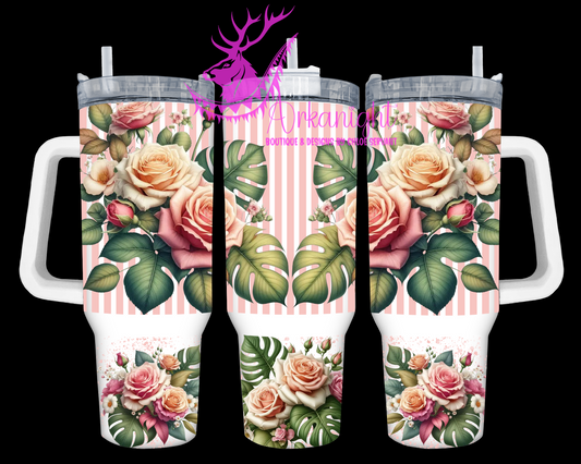Numérique 40 oz - Collection Monstera & Fleurs - Roses