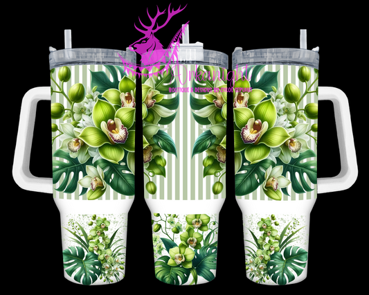 Numérique 40 oz - Collection Monstera & Fleurs - Orchidées Vertes