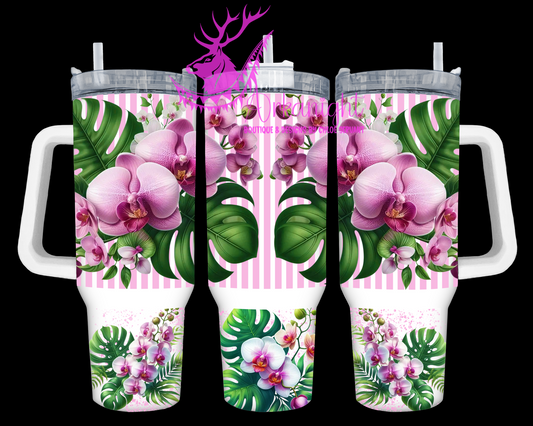 Numérique 40 oz - Collection Monstera & Fleurs - Orchidées Roses