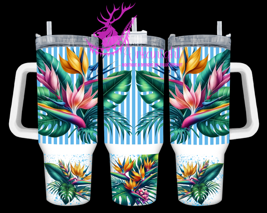 Numérique 40 oz - Collection Monstera & Fleurs - Oiseaux du Paradis