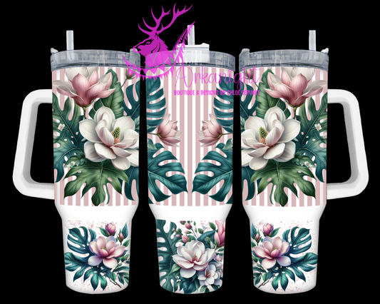 Numérique 40 oz - Collection Monstera & Fleurs - Magnolia