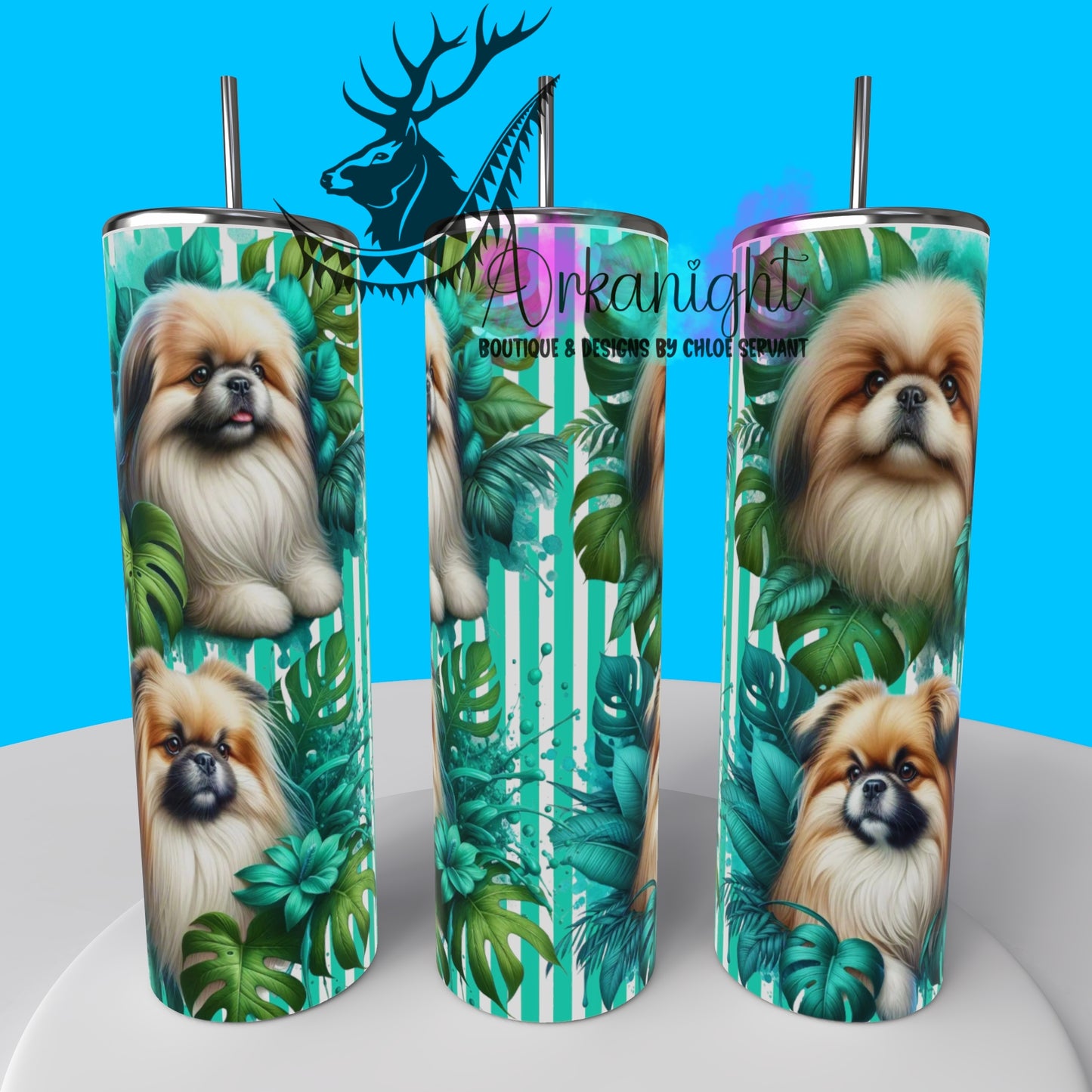 Gourde sur commande - Collection Monstera & Chien - Pékinois