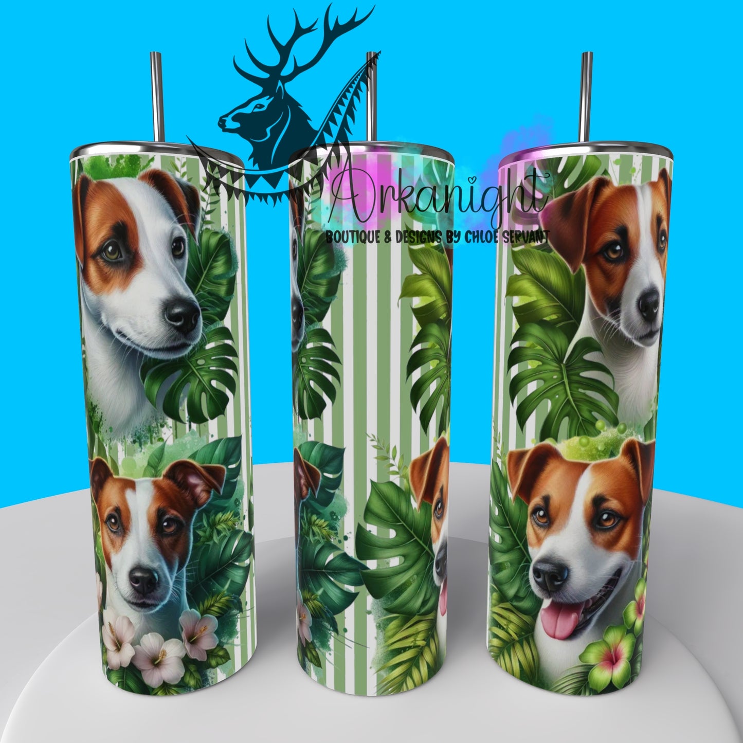 Gourde sur commande - Collection Monstera & Chien - Jack Russel