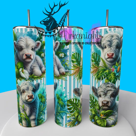 Gourde sur commande - Collection Monstera & Animals - Vache Highland Grise