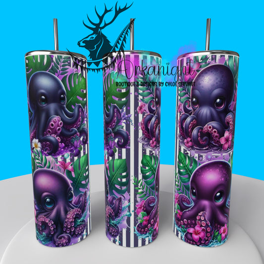 Gourde sur commande - Collection Monstera & Animals - Pieuvre Mauve