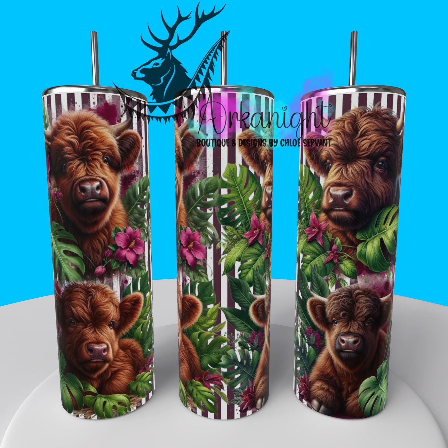 Numérique - Collection Monstera & Animals - Highland Cow dark Brown