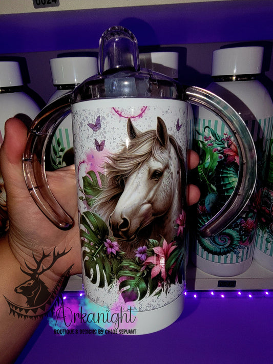 Gourde - Biberon Évolutif sur commande - Monstera & Animals - Cheval Gris