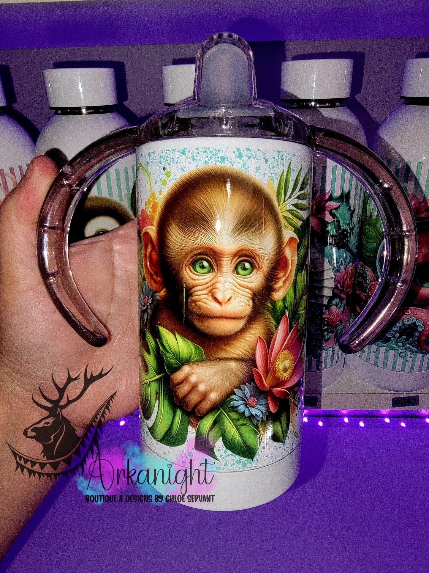 Gourde - Biberon Évolutif sur commande - Monstera & Animals - Bébé Singe