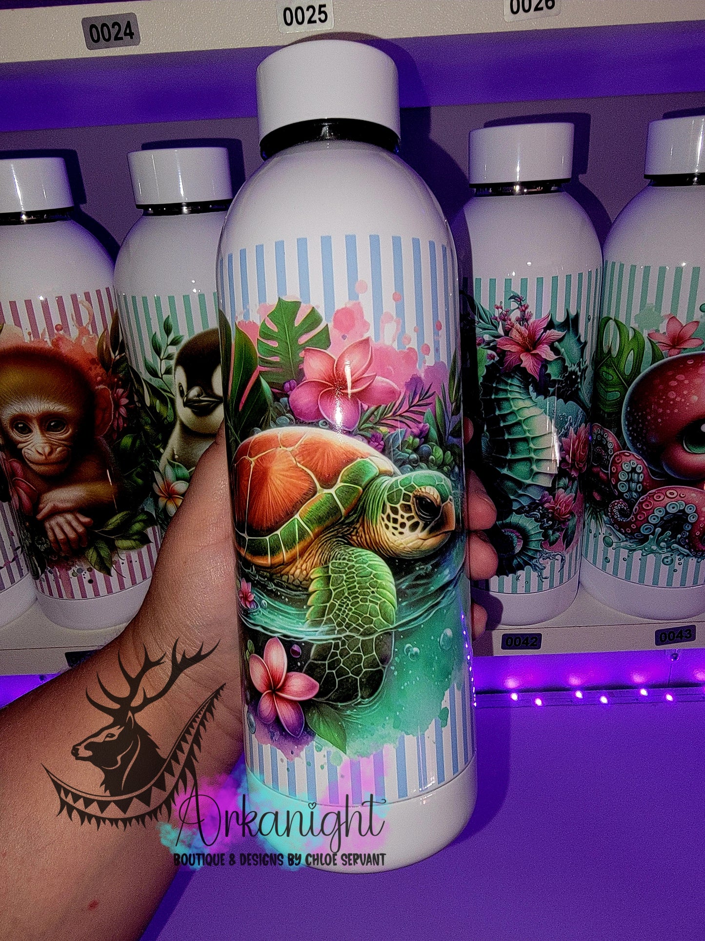 Bouteille d'eau 17 OZ Sur Commande - Isotherme - Monstera & Animals - Tortue de Mer