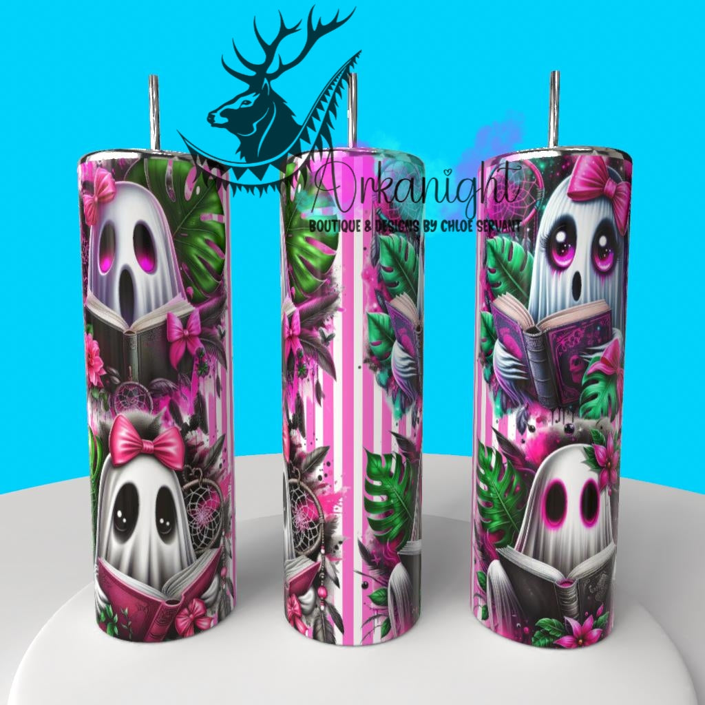 Numérique - Collection Monstera & Halloween 2025 - Pink Cute Reading Ghost