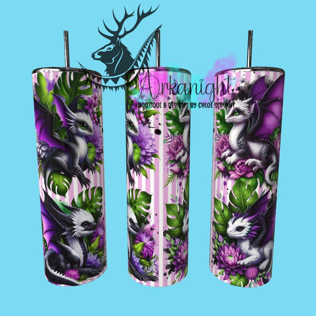 Numérique - Collection Monstera & Bébé Dragon- Noir, Blanc & Mauve