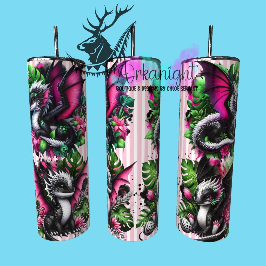 Numérique - Collection Monstera & Bébé Dragon- Noir, Blanc & Rose
