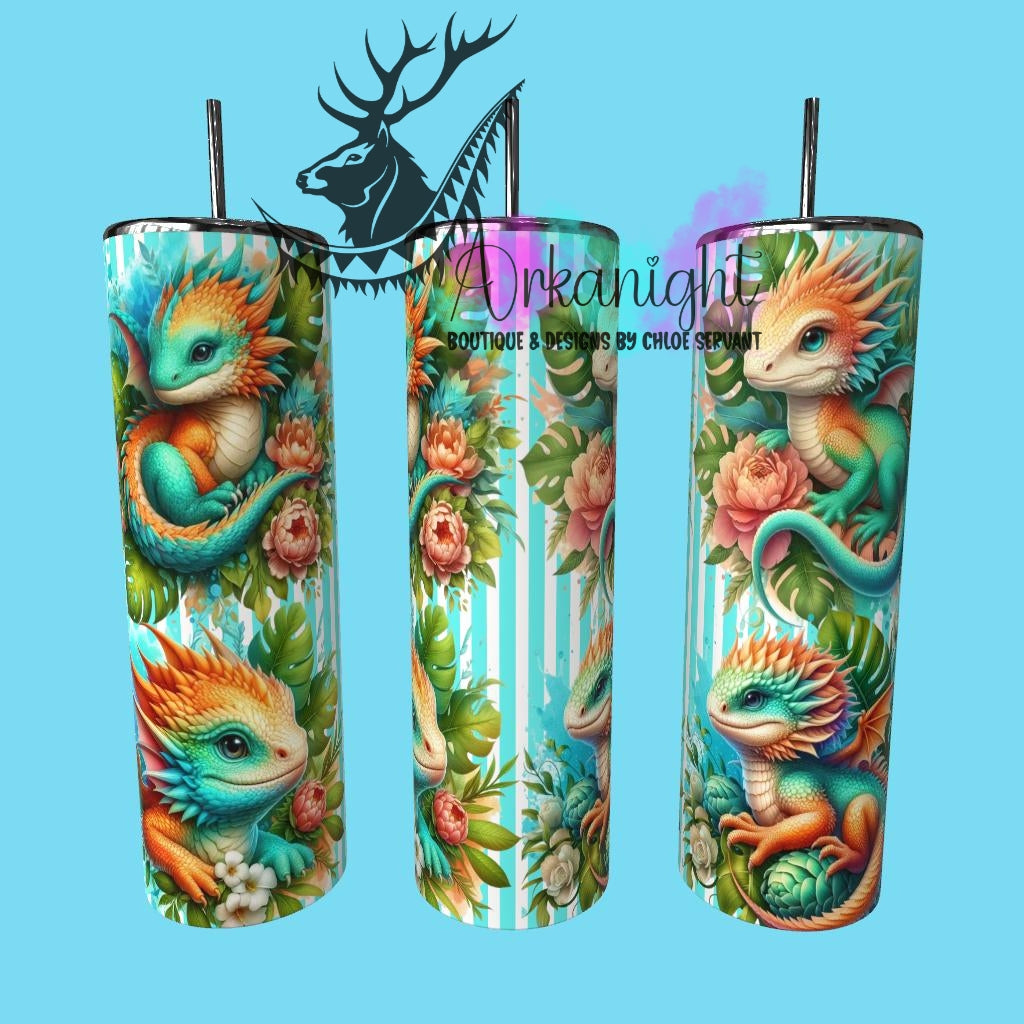 Numérique - Collection Monstera & Bébé Dragon- Turquoise & Pêche
