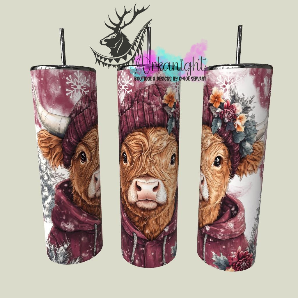 Numérique - Collection Hiver & Noël  2025 - Vache Highland Rousse - Bourgogne