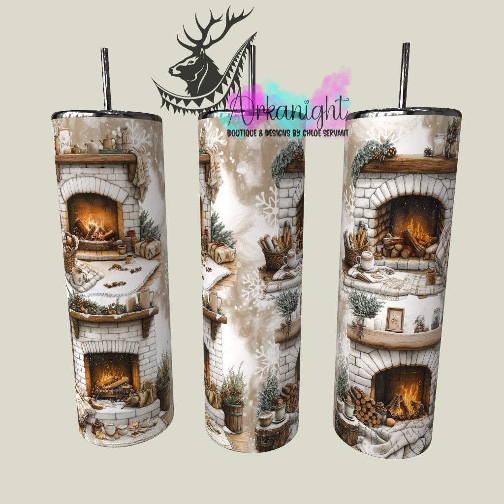 Gourde sur commande - Collection Hiver & Noël 2025  - Cheminée de Noël - Nude