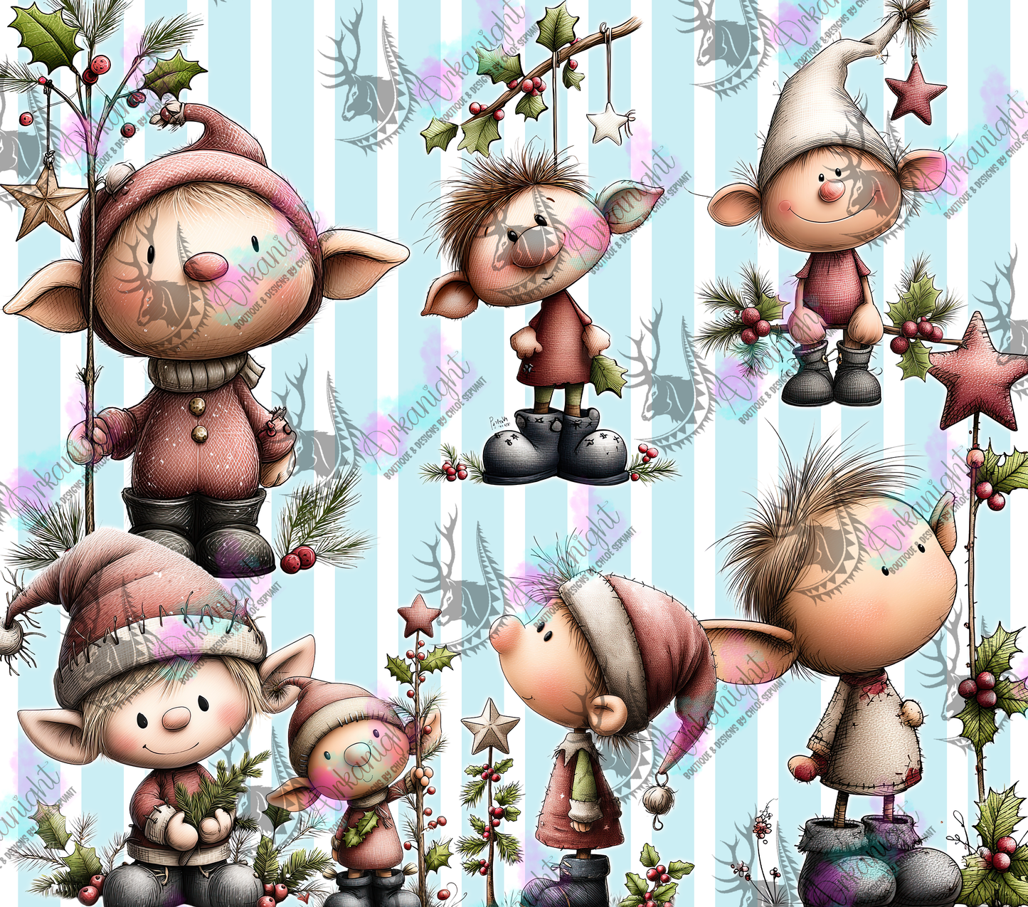 Numérique - Collection Hiver & Noël 2025 Vintage - Elfes Festifs Bleu