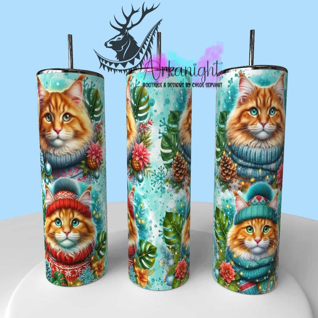 Gourde sur commande - Collection Hiver , Monstera & Chats  - Chat Mainecoon Roux