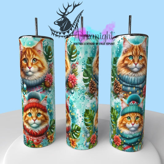Gourde sur commande - Collection Hiver , Monstera & Chats  - Chat Mainecoon Roux