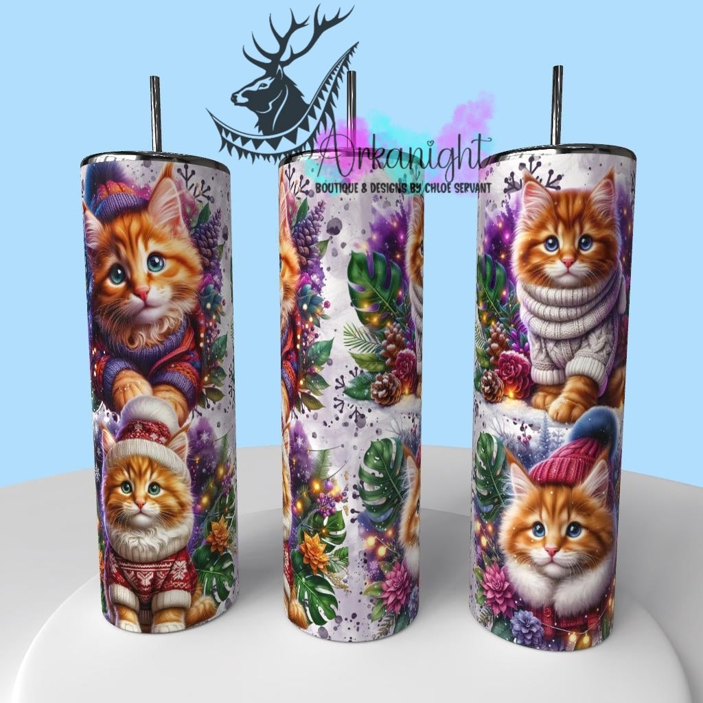 Gourde sur commande - Collection Hiver , Monstera & Chats  - Chaton Mainecoon Orange
