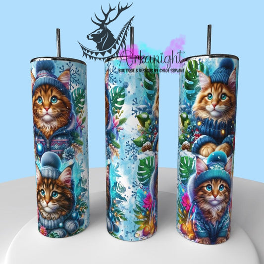 Gourde sur commande - Collection Hiver , Monstera & Chats  - MaineCoon Tigré Brun