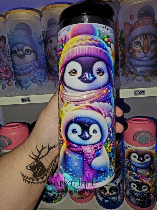 Gourde sur commande - Couvercle à café - 14 oz - Collection Hiver & Noël 2025 - Pingouin