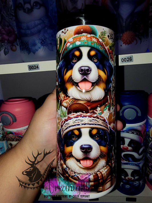 Gourde sur commande - Couvercle à café - 14 oz - Collection Hiver & Noël 2025 - Bouvier Bernois