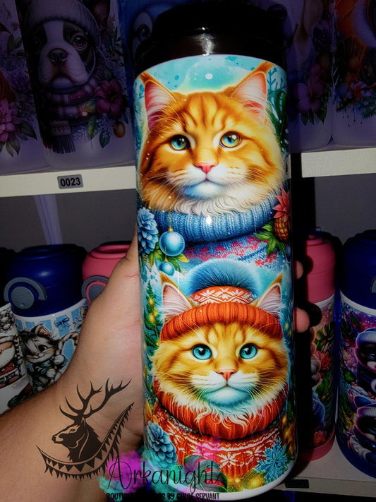 Gourde sur commande - Couvercle à café - 14 oz - Collection Hiver & Noël 2025 - Mainecoon Roux