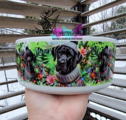 Gamelle en céramique sur commande - Collection Hiver & Noël 2025 - Grand Danois Noir