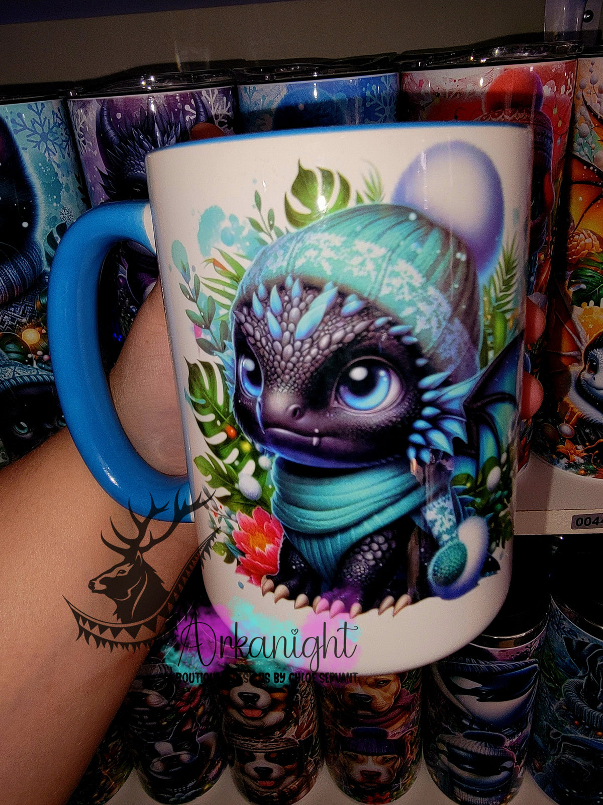 Tasse en céramique sur commande - Collection Hiver 2025 - Dragon Noir & Turquoise
