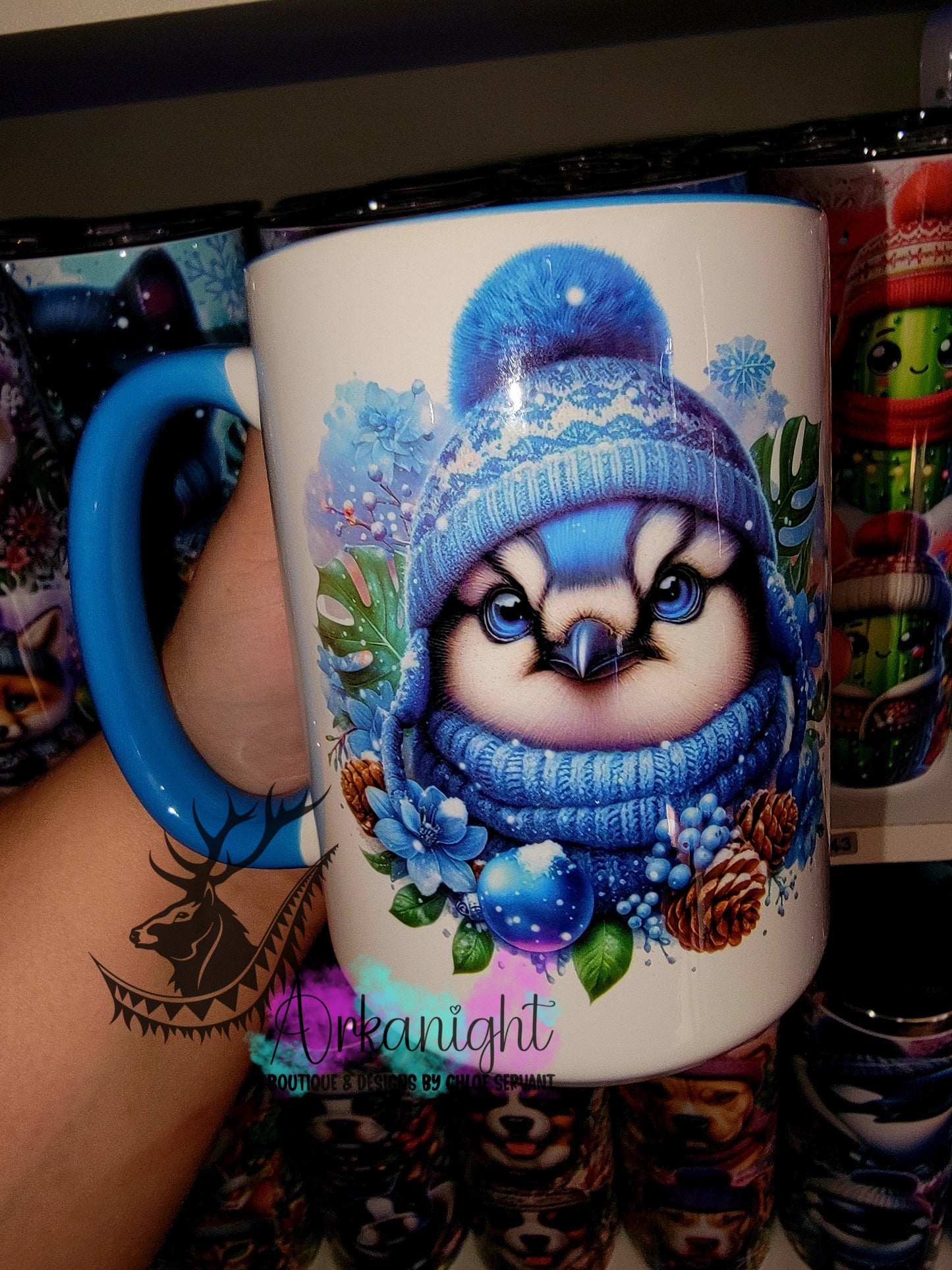 Tasse en céramique sur commande - Collection Hiver 2025 - Bébé Geai Bleu