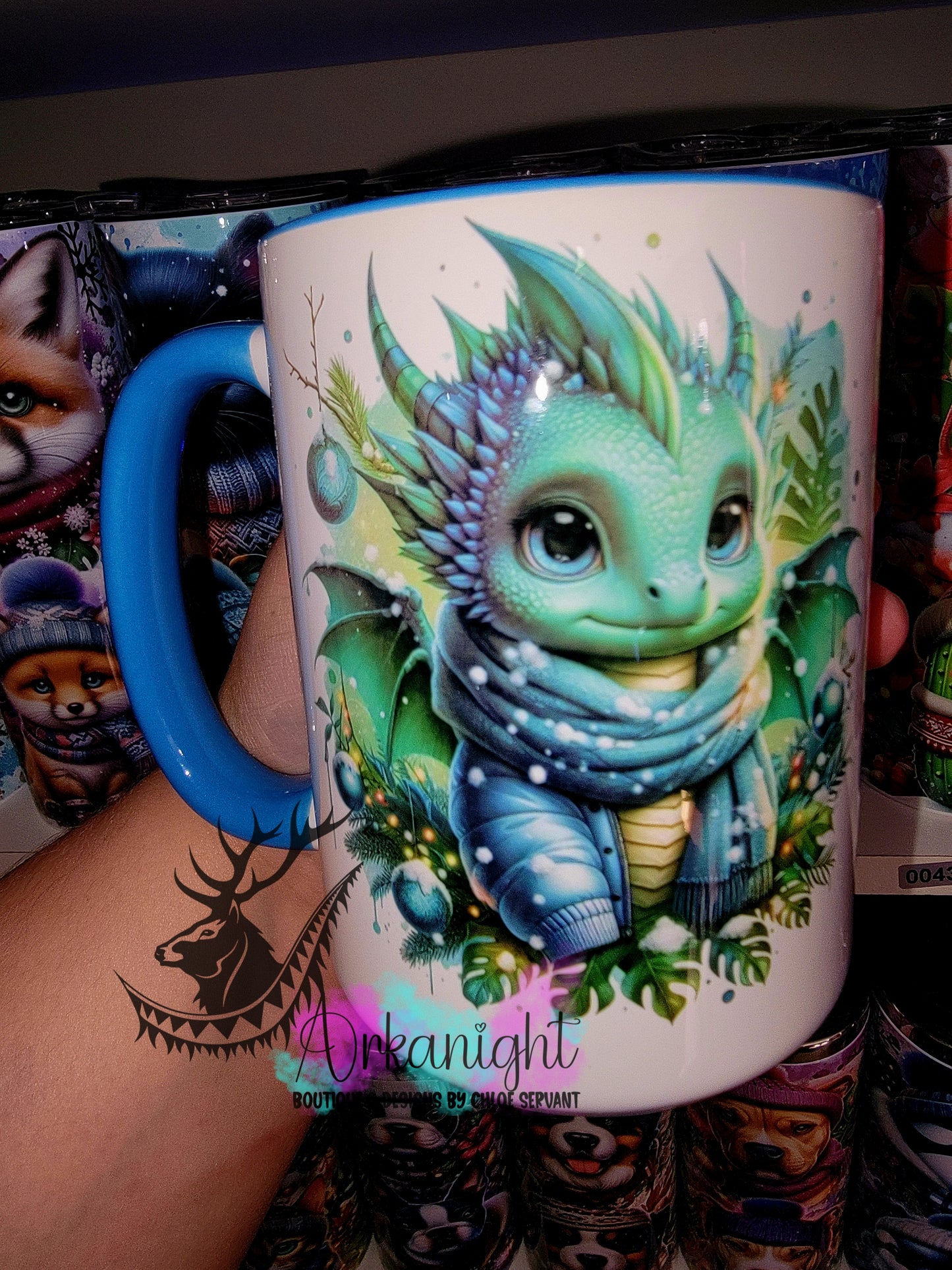 Tasse en céramique sur commande - Collection Hiver 2025 - Dragon Turquoise & Bleu