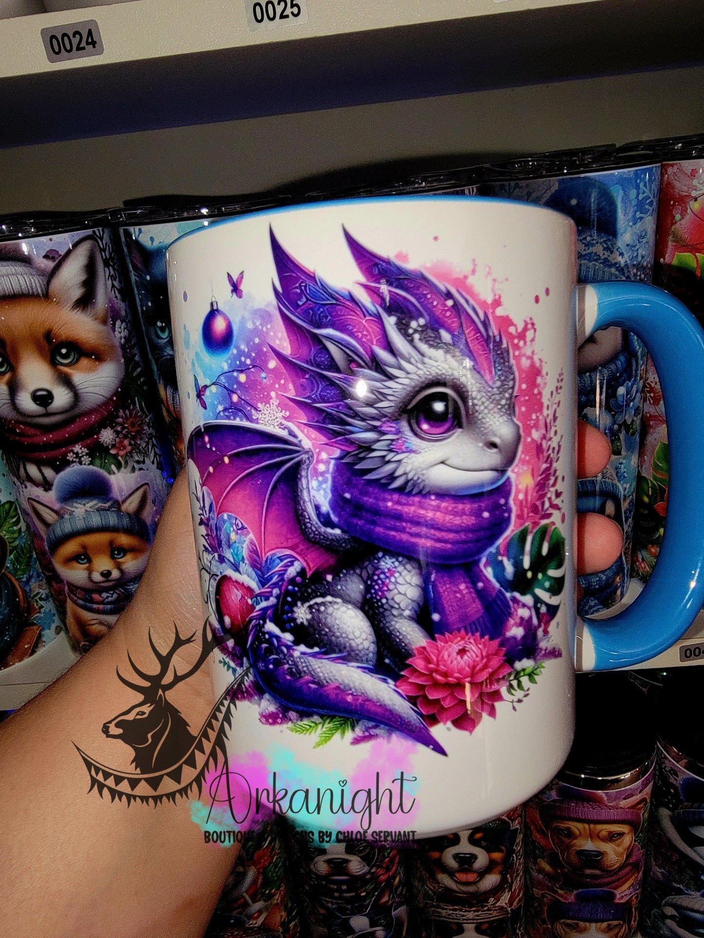 Tasse en céramique sur commande - Collection Hiver 2025 - Dragon Gris & Mauve Fluot