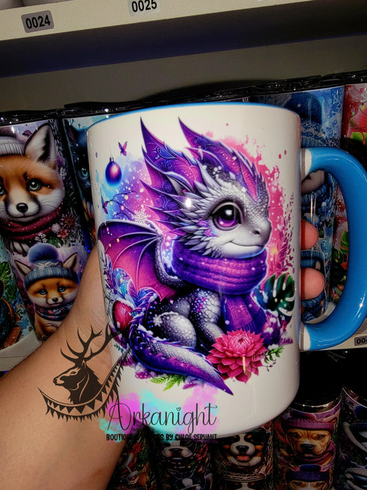 Tasse en céramique sur commande - Collection Hiver 2025 - Dragon Gris & Mauve Fluot