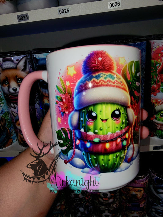 Tasse en céramique sur commande - Collection Hiver 2025 - Cornichon Festif rose