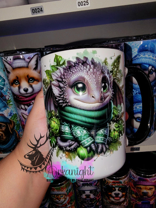 Tasse en céramique sur commande - Collection Hiver 2025 - Dragon Gris & Vert