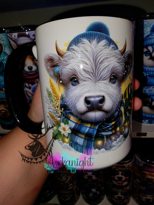 Tasse en céramique sur commande - Collection Hiver 2025 - Vache Highland Grise