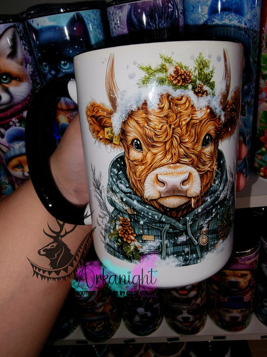 Tasse en céramique sur commande - Collection Hiver 2025 - Vache Highland Rousse