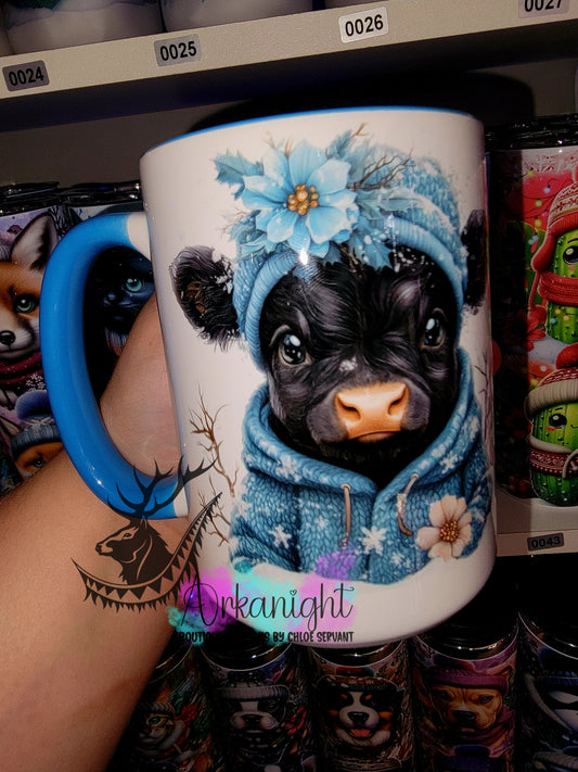 Tasse en céramique sur commande - Collection Hiver 2025 - Vache Highland Noir