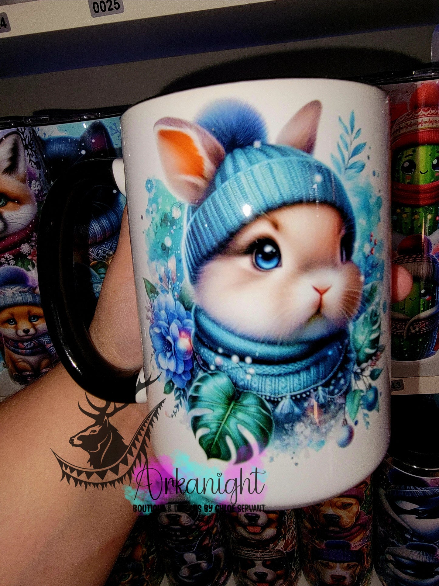 Tasse en céramique sur commande - Collection Hiver 2025 - Lapin Blanc & Tan