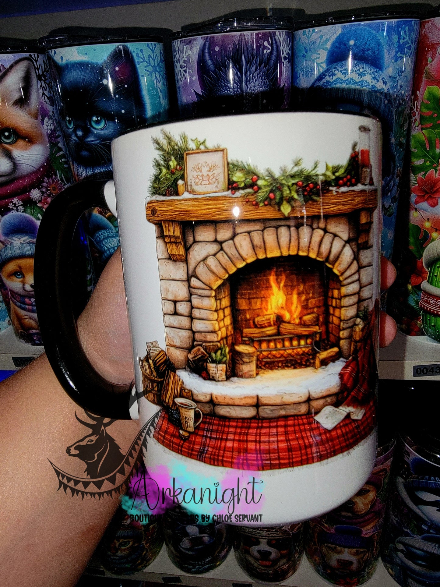 Tasse en céramique sur commande - Collection Hiver 2025 - Feu de Cheminée rouge