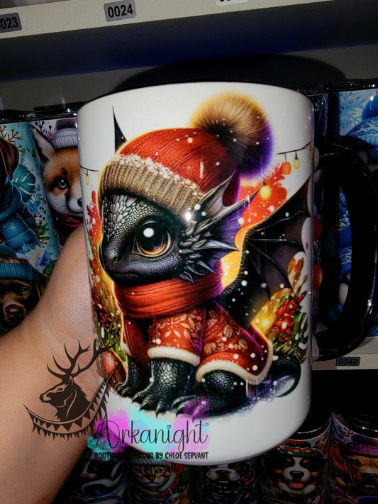Tasse en céramique sur commande - Collection Hiver 2025 - Dragon Noir & Rouge