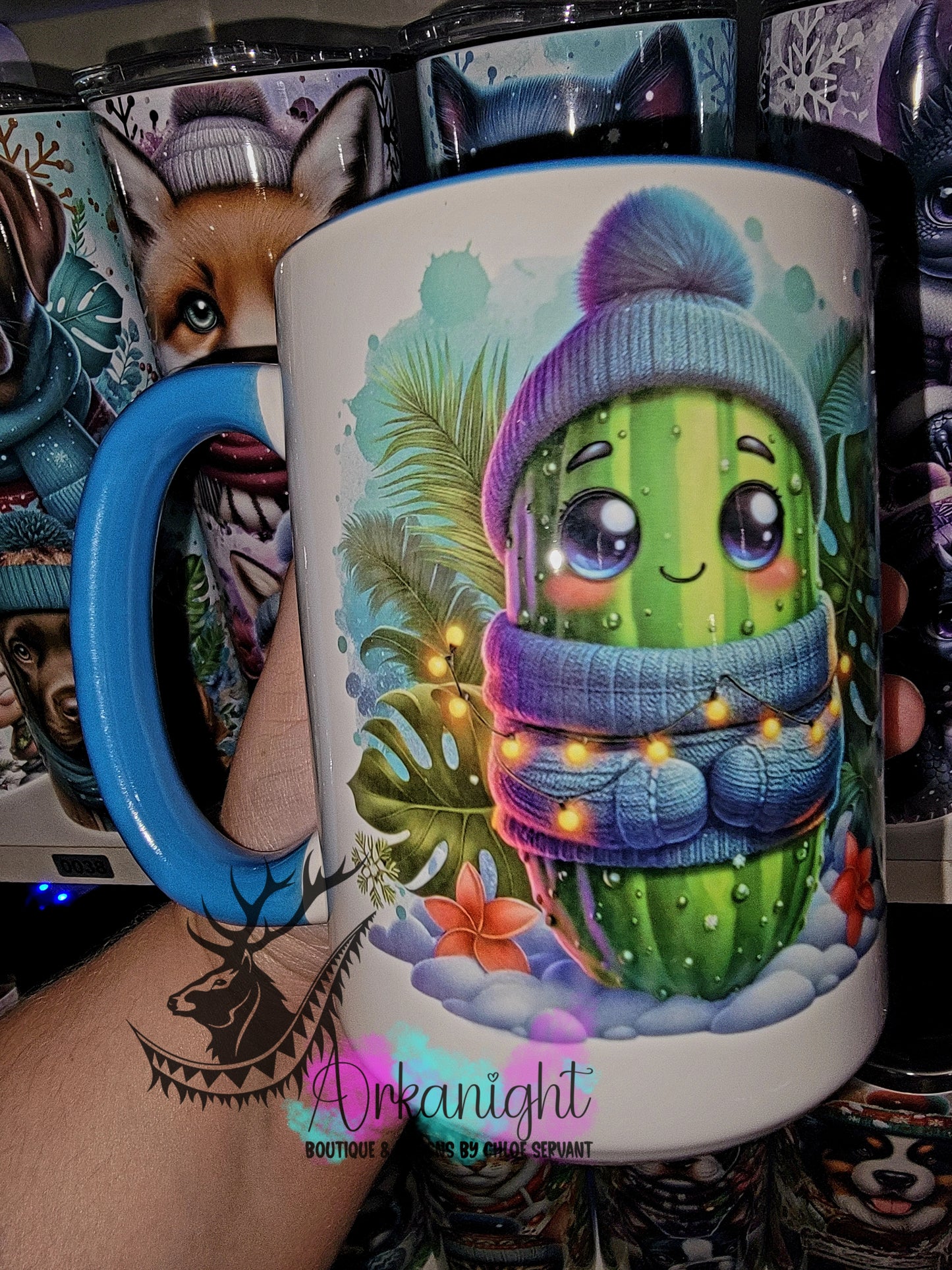 Tasse en céramique sur commande - Collection Hiver 2025 - Cornichon Festif Bleu