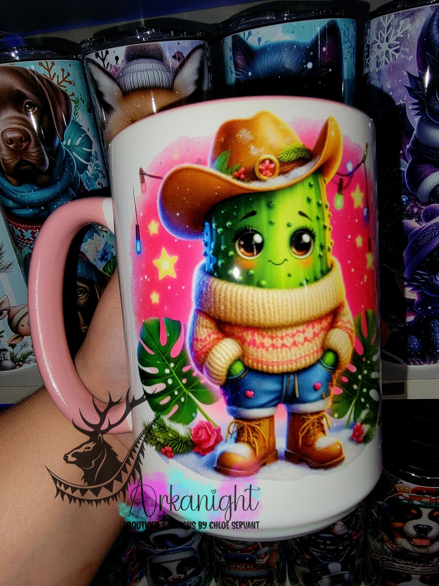 Tasse en céramique sur commande - Collection Hiver 2025 - Cornichon Festif Cowgirl