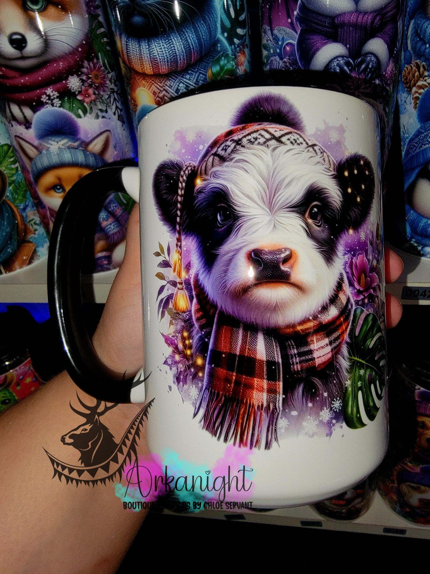 Tasse en céramique sur commande - Collection Hiver 2025 - Vache Blanche & Noir