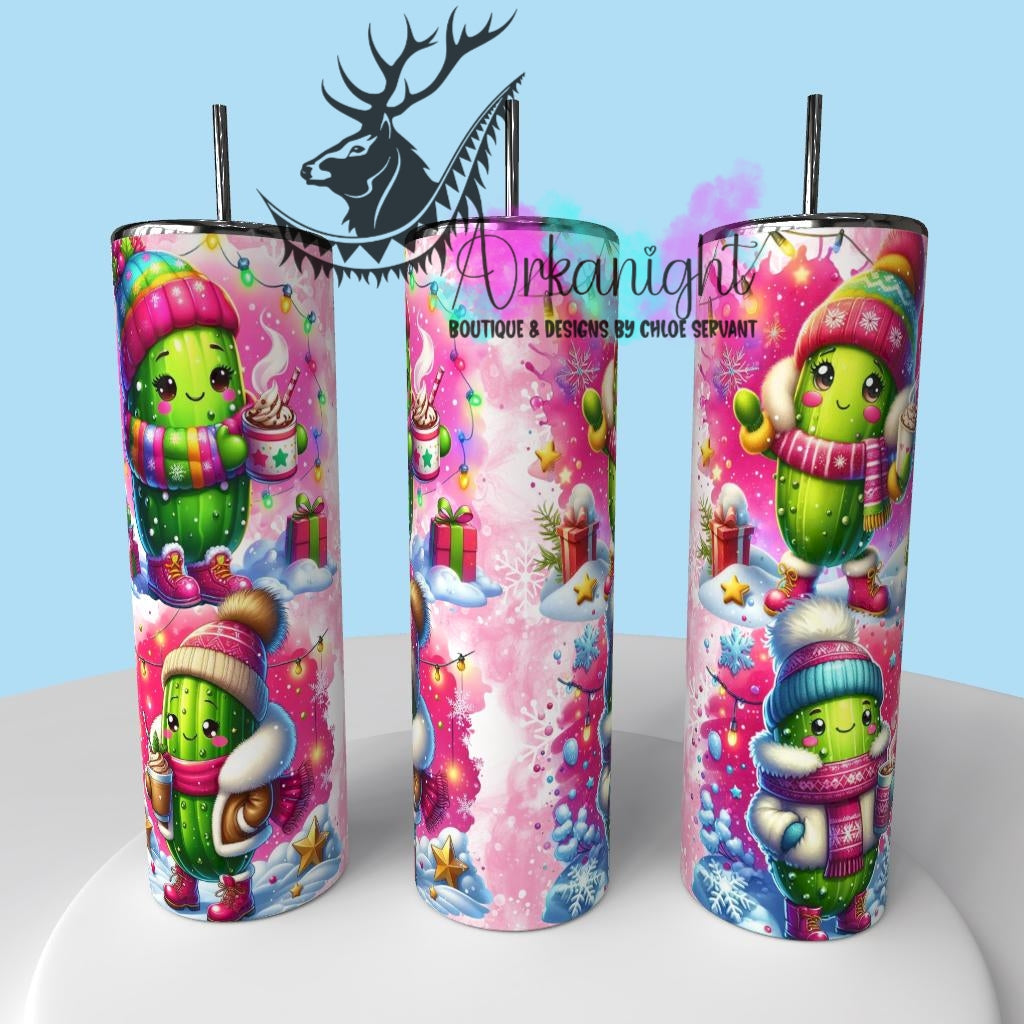 Gourde sur commande - Collection Hiver & Cornichons 2025 - Cornichons Festifs Chocolat Chaud rose