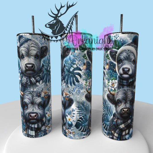 Gourde sur commande - Collection Hiver & Animals 2025 - Vache Highland Noir & grise