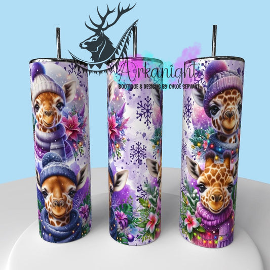 Gourde sur commande - Collection Hiver & Animals 2025 - Giraffe Mauve